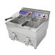 Stainless Steel Gas Fries Frying Machine Double Tank Commercial Table Top Deep Fryer