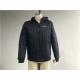 Plastic Zip Pu Leather Coat Navy Polyester Nylon Bomber Puffer Jacket With Hood TW77571