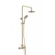 Single Lever Exposed Bathroom Bath Mixer Taps Column Set Annular Knurl Handle Brushed Golden Brass