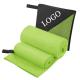 Quick - drying custom logo absorbent microfiber suede sports towel with mesh bag