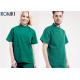 Mens Medical Scrubs Uniforms , Short Sleeve Cotton Surgical Gown Green