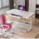 Small Office White Standing Desk with Multifunctional Storage and Solid Wood Style Panel