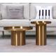 Modern Style Brass accent Stainless Steel Frame Round Coffee Table Side  table End table