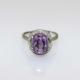 Women Jewelry 925 Silver Ring with Oval Dome Amethyst Cubic Zircon (R195)