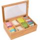 8 Compartments Bamboo Storage Box Tea Bag Chest Natural Color No Petrochemicals
