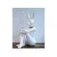 Painted Rabbit Man Outdoor Fiberglass Sculpture Fantasy Artwork Life Size