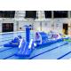 Shark Mini Blue Blow Up Water Park / Inflatable Multiplay Course For Kids