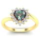 14K Rose Gold Plated Heart Cut Mystic Topaz White CZ Halo Gemstone Engagement Rings