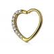Classic 14k Gold Cartilage Hoop Earring , Heart Shape 16G Diamond Cartilage Earring
