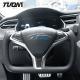 Leather Tesla Carbon Fiber Yoke Steering Wheel Ergonomic Grip