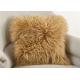 Dyed Brown Long Wool Mongolian Fur Pillow 20 Inch Square For Sleeping OEM