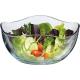 Transparent Durable Wave Rim Glass Charger Plates , Fruit Salad Glass Bowl