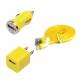 USB Home AC Wall charger+Car Charger+8 Pin Sync USB Cord for iPhone 5 5S 5C 5G Yellow