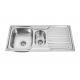 Above Counter 1000 x500mm Single Bowl Kitchen Sink With Drainboard Folk Washing Basin