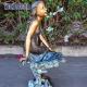 Customized garden decoration, life-size bronze statue of a girl sitting on the waves