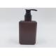 Brown Frosted Square Hand Wash PETG Plastic Bottle With Black Lotion Pump