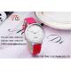 Simple clean design wrist watch with pu leather strap and groove dial for ladies