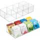Plastic Condiment Organizer and Tea Bag Holder - 8-Compartment Kitchen Pantry/Countertop Storage Caddy - Divided Chip