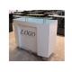HDF Baking Glossy White Retail Checkout Counter Floor Standing With Printed Logo