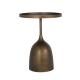 Living Room Round Small Stainless Steel End Table With Antique Bronze Metal Base