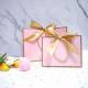 Candy Gift Accessories Packing Light Pink Paper Bags With Ribbon Handles