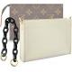 LV Toilet Pouch 26 Ladies Wallet Purse With Black Chain Gold Buckle