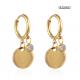 Round Fringe Rhinestone Inlaid Gold Drop Earrings Stainless Steel