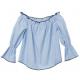 Elastic Belt Blue Polyester Cotton Ladies Strapless Dress