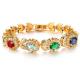 Mix Colour Crystal Women's Tennis Bracelet 18k Gold Plated Gorgeous Wedding Jewelry (JKS439)