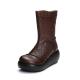 S089 New Martin boots retro original handmade leather velvet mid-tube platform women's boots