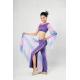 2 Pcs Purple Belly Dancing Clothes Diagonal Neckline Bra Leotard Long Dress Pants