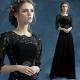 Black Lace Half Sleeves O Neck Cute And Elegant Evening Dress TSJY117