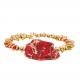 Bracelet Gold Plated Broken Crushed Stone Bangle With Red Irregular Stone