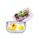 SGS Double Clear Glass Salad Bowls Disc Shaped customized printing