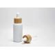Jade Porcelain White 40ml Boston Round Opal Glass Bottle With Wooden Dropper Cap For Face Oil, Facial Serum, Beauty Oil