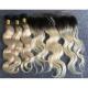 Long Ombre Human Hair Extensions Virgin Russian Hair Bundles With Ear To Ear 13X4 Lace Frontal