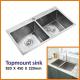Topmount Stainless Steel Kitchen Sink 50 / 50 Double Bowl 18 Gauge 82x45