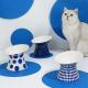Blue Diamond Pet Ceramic Cat Bowl Food Water Slow Feeder Dog Bowl