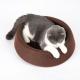 Weigth 270g Soft Round Cat Bed Brown Color PU Leather Material Customized Logo