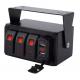 DC12V 24V 3 Gang Red LED Light Rocker Switch Panel Box With Dual 4.8A USB Charger