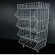 Metallic Supermarket Display Corner Wire Storage Baskets / Metal Wire Baskets