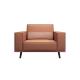 Fashion modern lobby furniture single sofa in Leather upholstered with Walnut wood legs for 4 star hotel