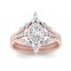 SI1 0.62CT Rose Gold Double Halo Engagement Rings For Bridal