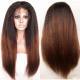 Brazilian virgin hair lace front wigs T1b/30 Ombre color Italian yaki kinky straight wigs with baby hair
