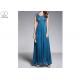 Dusty Blue Wedding Bridesmaid Dresses / Back Lace Chiffon Lace Evening Gown