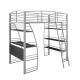 Dormitory School Gray Single Bed Steel Bunk Bed With Study Desk And Shelf