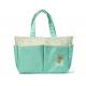 Light Green Fabric Cute Stylish Baby Changing Bags Embroidery logo on front