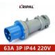 63A IP44 3 Pole 220V PC Waterproof Industrial Plug IEC standard