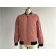 Male Dusty Pink Polyester Bomber Puffer Jacket With Contrast Rib Detail TW78442