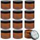 Amber Plastic Jars With Lids And Labels, 12 Pack Empty Brown Cosmetic Containers For Beauty Products,Body Butter